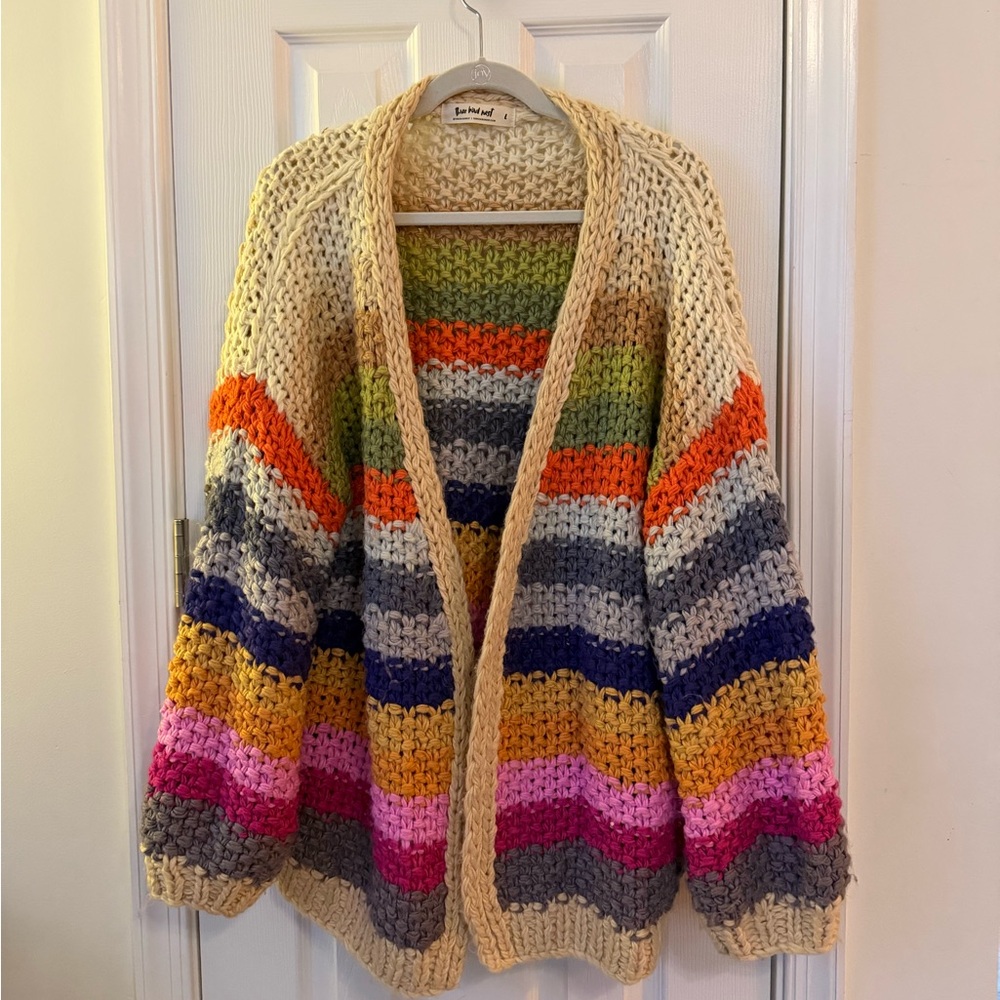 Three bird nest Colorful Striped Women's Sweater